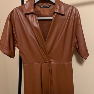 Zara Brown Leather Dress